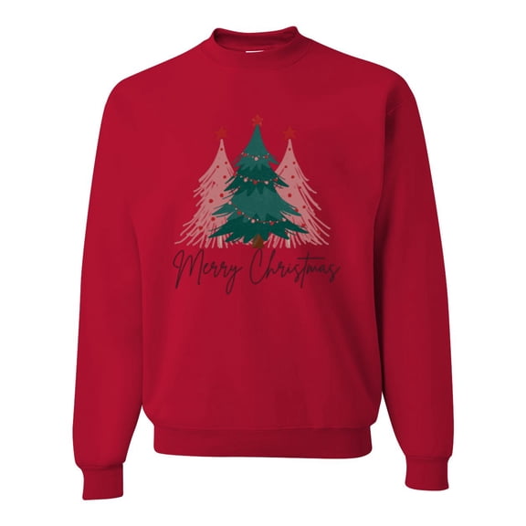Wild Bobby Merry Christmas Tree, Cute Holiday Design Unisex Sweater Crewneck Sweatshirt
