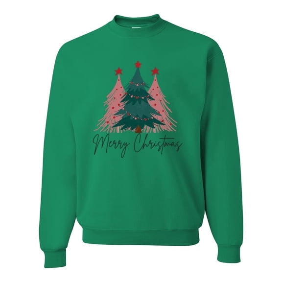 Wild Bobby Merry Christmas Tree, Cute Holiday Design Unisex Sweater Crewneck Sweatshirt