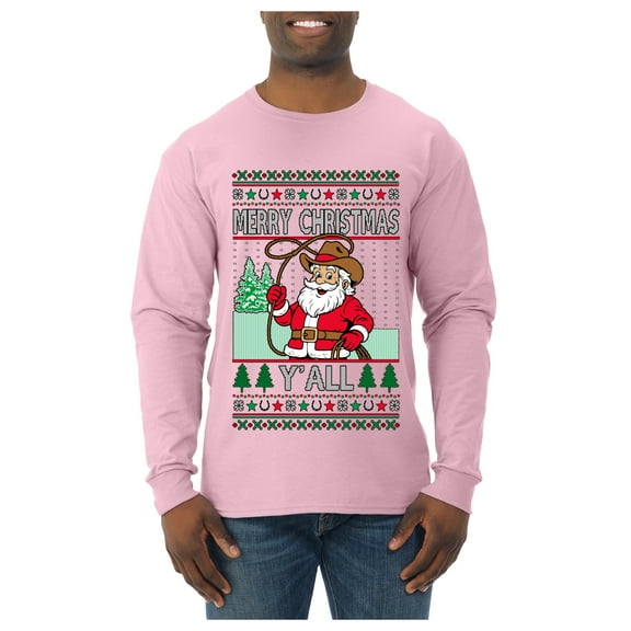 Wild Bobby Merry Christmas Y'all, Santa Christmas Sweater | Funny Holiday Men Long Sleeve Shirt