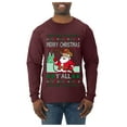 thumbnail image 1 of Wild Bobby Merry Christmas Y'all, Santa Christmas Sweater | Funny Holiday Men Long Sleeve Shirt, 1 of 4