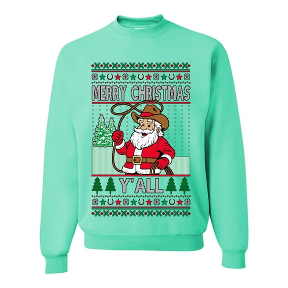 Wild Bobby Merry Christmas Y'all, Santa Christmas Unisex Sweater | Funny Holiday Unisex Crewneck Sweatshirt