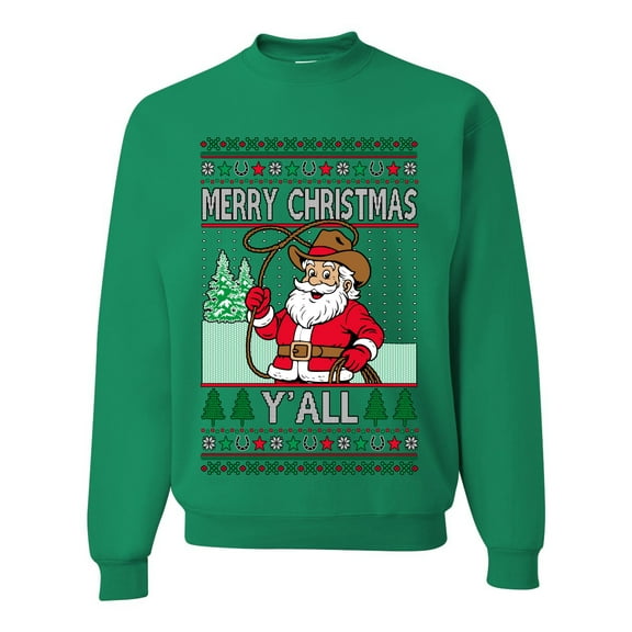 Wild Bobby Merry Christmas Y'all, Santa Christmas Unisex Sweater | Funny Holiday Unisex Crewneck Sweatshirt