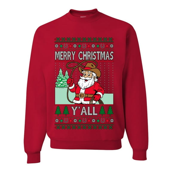 Wild Bobby Merry Christmas Y'all, Santa Christmas Unisex Sweater | Funny Holiday Unisex Crewneck Sweatshirt