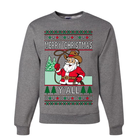 Wild Bobby Merry Christmas Y'all, Santa Christmas Unisex Sweater | Funny Holiday Unisex Crewneck Sweatshirt