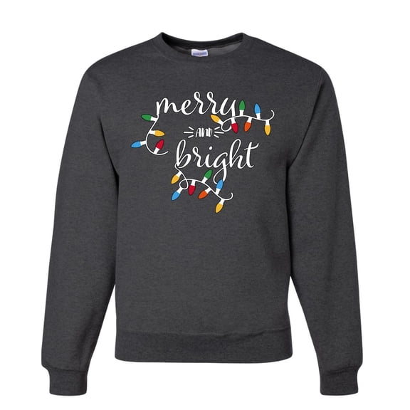 Wild Bobby Merry and Bright Christmas Lights, Cute Festive Colorful Christmas | Holiday Unisex Crewneck Sweatshirt