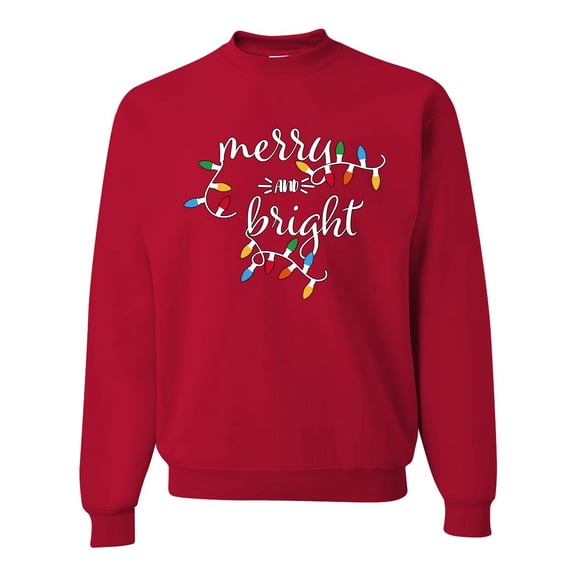 Wild Bobby Merry and Bright Christmas Lights, Cute Festive Colorful Christmas | Holiday Unisex Crewneck Sweatshirt