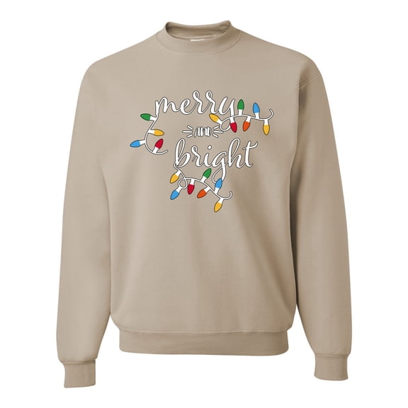 Wild Bobby Merry and Bright Christmas Lights, Cute Festive Colorful Christmas | Holiday Unisex Crewneck Sweatshirt