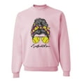 thumbnail image 1 of Wild Bobby, Messy Bun Softball Mom Life Game Day Vibes Sports Lover | Mother's Day Sports Unisex Crewneck Sweatshirt, Light Pink, S, 1 of 5
