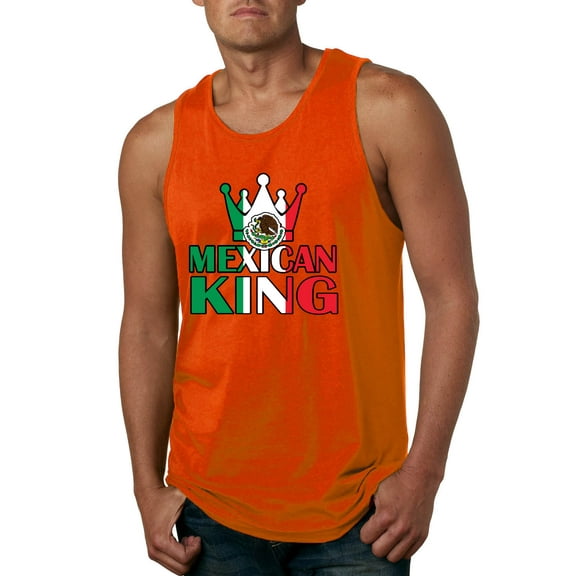 Wild Bobby Mexican King Latin Pride Men Graphic Tank Top, Orange, Small