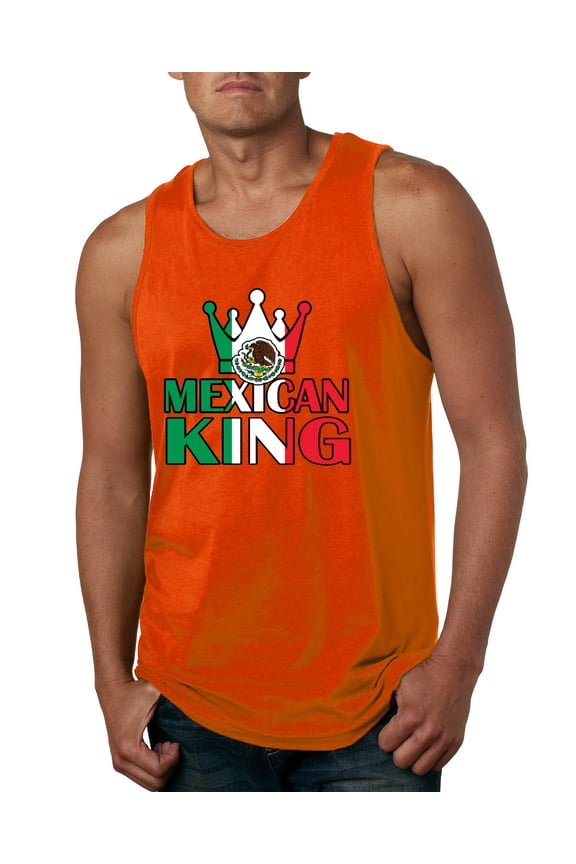 Mexican King Latin Pride Men Graphic Tank Top, Orange, Small