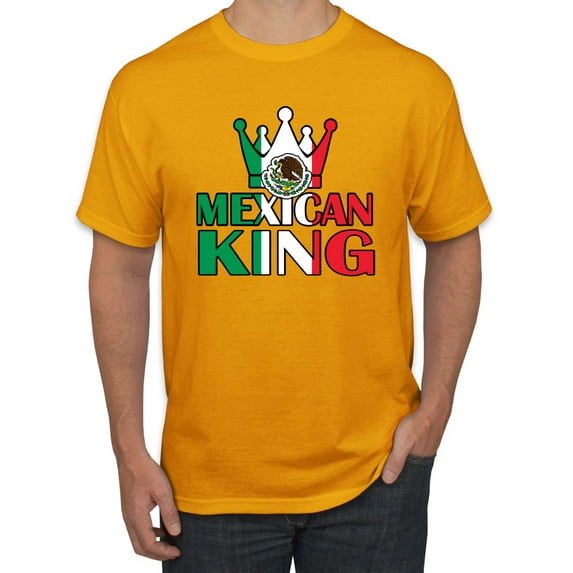 Wild Bobby Mexican King Latin Pride Men Graphic Tee, Gold, 5X-Large