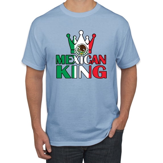 Wild Bobby Mexican King Latin Pride Men Graphic Tee, Light Blue, Large