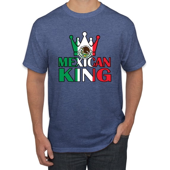 Wild Bobby Mexican King Latin Pride Men Graphic Tee, Vintage Heather Blue, 3X-Large