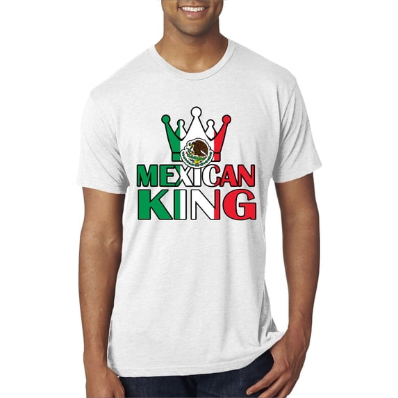 Wild Bobby, Mexican King Latin Pride Men Premium Tri Blend Tee, Heather White, Medium