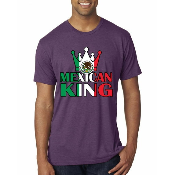 Wild Bobby Mexican King Latin Pride Men Premium Tri Blend Tee, Vintage Purple, X-Large