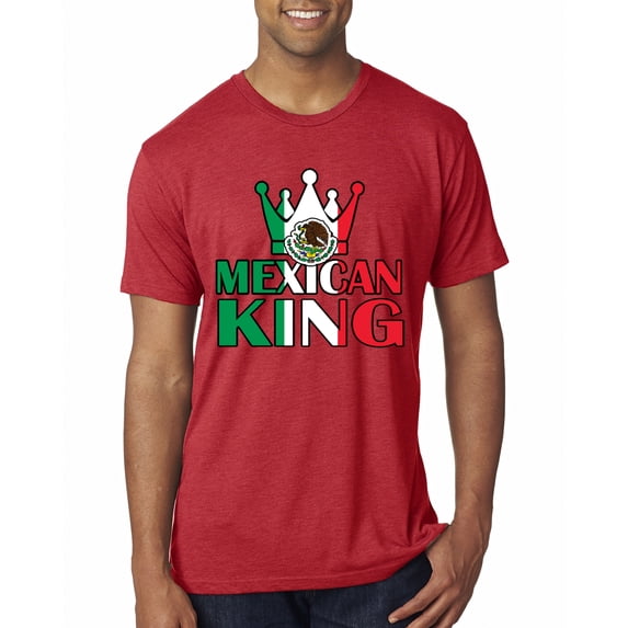 Wild Bobby Mexican King Latin Pride Men Premium Tri Blend Tee, Vintage Red, Small