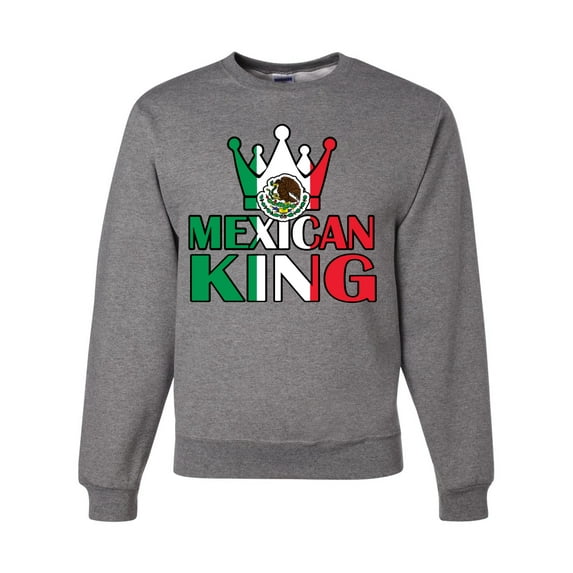 Wild Bobby Mexican King Latin Pride Unisex Crewneck Graphic Sweatshirt, Heather Grey, X-Large