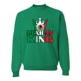 thumbnail image 1 of Wild Bobby Mexican King Latin Pride Unisex Crewneck Graphic Sweatshirt, Kelly, 5X-Large, 1 of 5