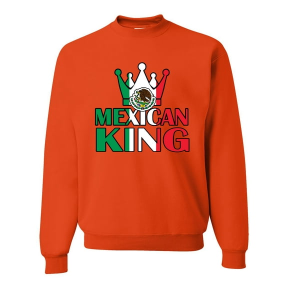 Wild Bobby Mexican King Latin Pride Unisex Crewneck Graphic Sweatshirt, Orange, 3X-Large