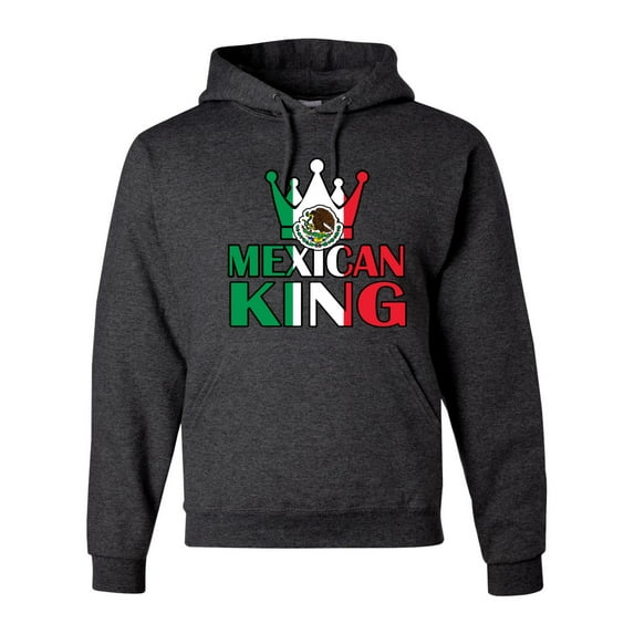 Wild Bobby Mexican King Latin Pride Unisex Graphic Hoodie Sweatshirt, Heather Black, X-Large
