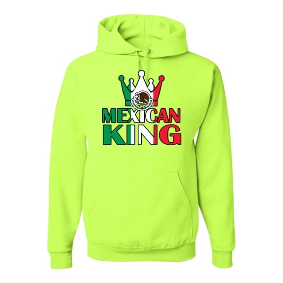 Wild Bobby Mexican King Latin Pride Unisex Graphic Hoodie Sweatshirt, Safety Green, 3X-Large