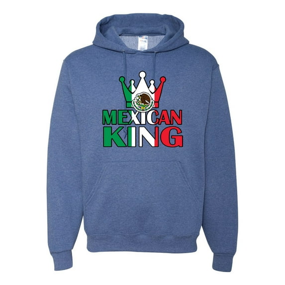 Wild Bobby Mexican King Latin Pride Unisex Graphic Hoodie Sweatshirt, Vintage Heather Blue, 3X-Large