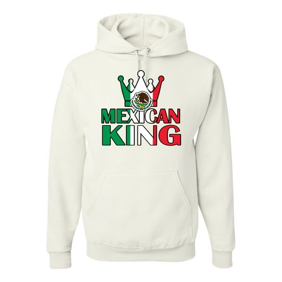 Wild Bobby Mexican King Latin Pride Unisex Graphic Hoodie Sweatshirt, White, Medium