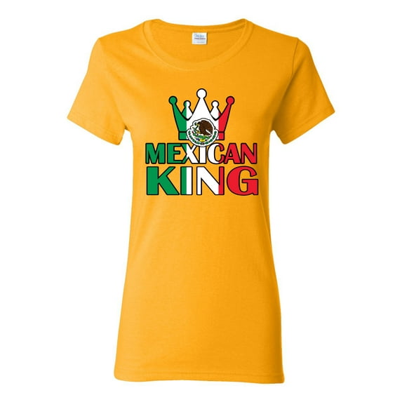 Wild Bobby Mexican King Latin Pride Women Graphic Tee, Gold, Large