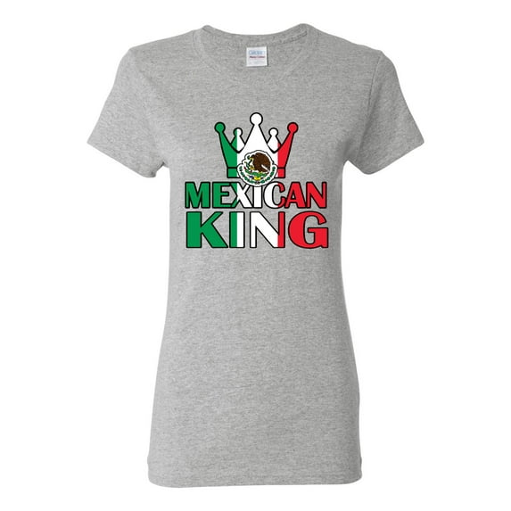 Wild Bobby Mexican King Latin Pride Women Graphic Tee, Heather Grey, XX-Large