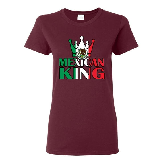 Wild Bobby Mexican King Latin Pride Women Graphic Tee, Maroon, X-Large
