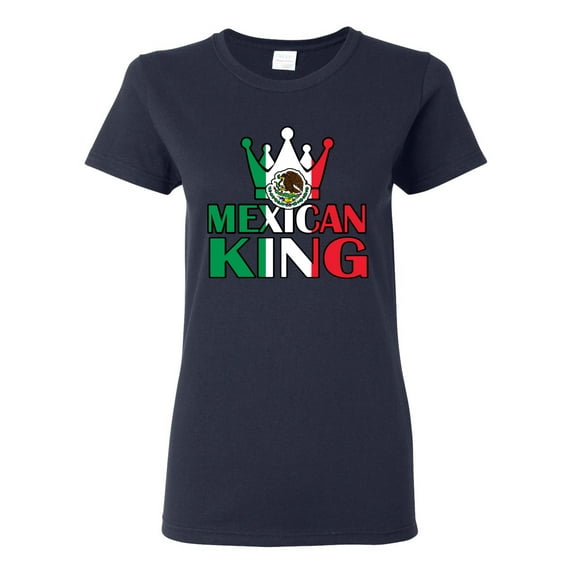 Wild Bobby Mexican King Latin Pride Women Graphic Tee, Navy, Small