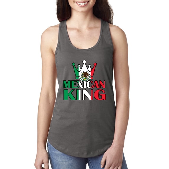 Wild Bobby Mexican King Latin Pride Women Racerback Tank Top, Dark Grey, Medium