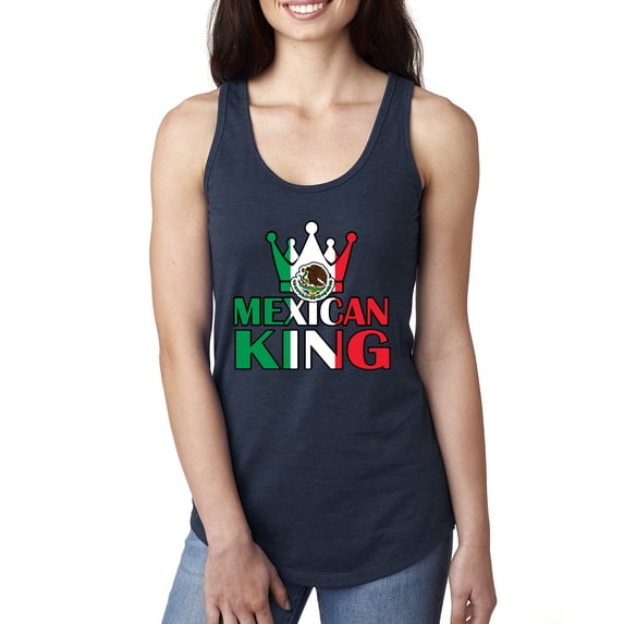 Wild Bobby Mexican King Latin Pride Women Racerback Tank Top, Navy, Medium