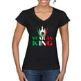 thumbnail image 1 of Wild Bobby Mexican King Latin Pride Women Standard V-Neck Tee, Black, Small, 1 of 5