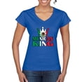 thumbnail image 1 of Wild Bobby Mexican King Latin Pride Women Standard V-Neck Tee, Royal, Small, 1 of 5