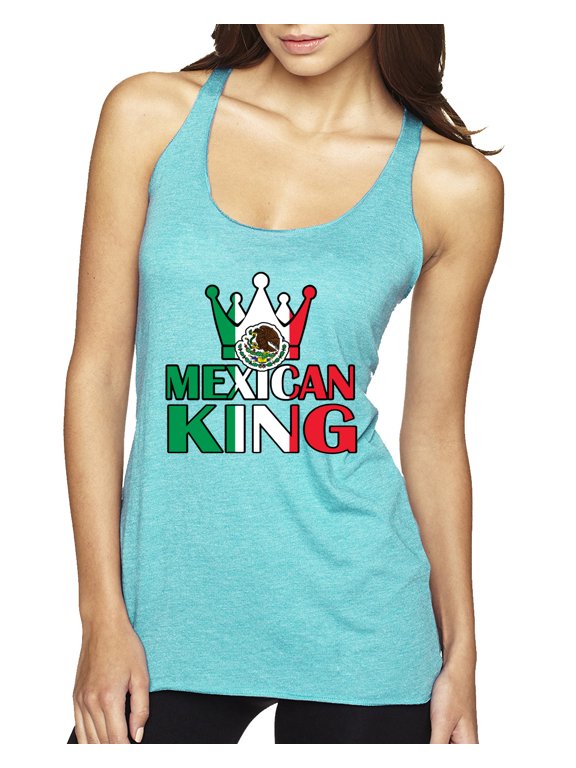 Mexican King Latin Pride Women Tri-Blend Racerback Tank Top, Tahiti Blue, X-Large