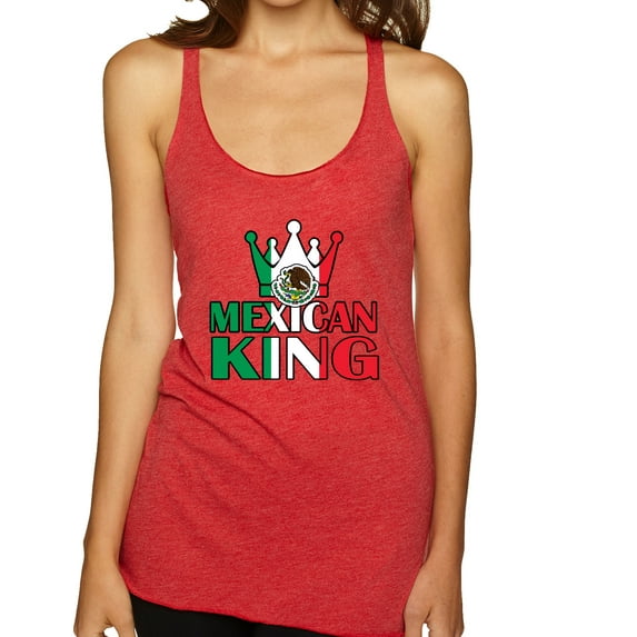 Wild Bobby Mexican King Latin Pride Women Tri-Blend Racerback Tank Top, Vintage Red, X-Large