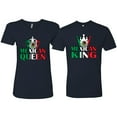 thumbnail image 1 of Wild Bobby Mexican King Mexican Queen Couples Tee Matching Valentine's Day Shirts , Navy, Mens L-Womens L, 1 of 6