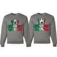 thumbnail image 1 of Wild Bobby Mexican King Mexican Queen Valentines Day Outfit His and Hers Matching Couples Crewneck Sweatshirts, Heather Grey, Mens XL-Womens 3XL, 1 of 6