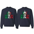 thumbnail image 1 of Wild Bobby Mexican King Mexican Queen Valentines Day Outfit His and Hers Matching Couples Crewneck Sweatshirts, Navy, Mens 2XL-Womens 3XL, 1 of 6