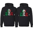 thumbnail image 1 of Wild Bobby, Mexican King Mexican Queen Valentines Day Outfit His and Hers Matching Couples Hoodie Sweatshirts, Black, Mens M-Womens XL, 1 of 6