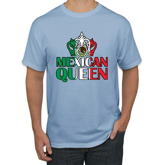 Wild Bobby Mexican Queen Latin Pride Men Graphic Tee, Light Blue, Large