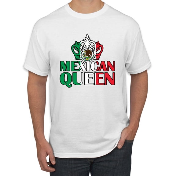 Wild Bobby Mexican Queen Latin Pride Men Graphic Tee, White, X-Large