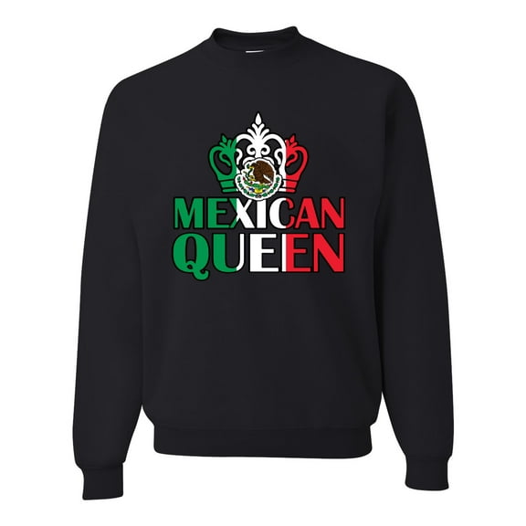 Wild Bobby Mexican Queen Latin Pride Unisex Crewneck Graphic Sweatshirt, Black, X-Large
