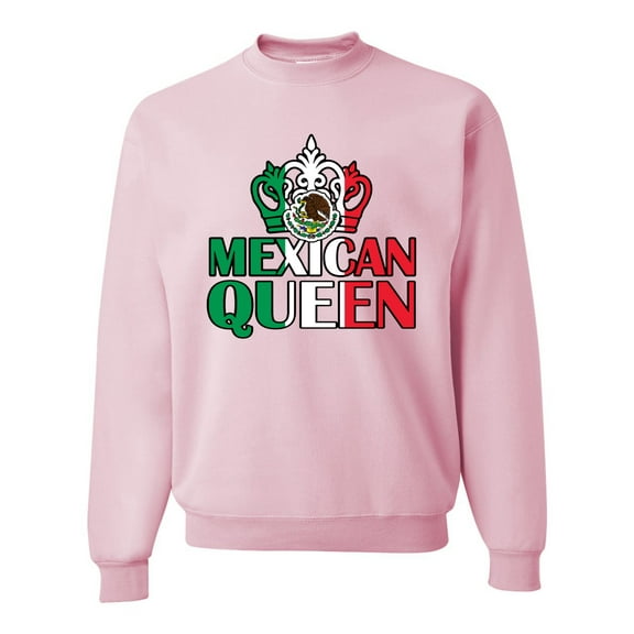 Wild Bobby, Mexican Queen Latin Pride Unisex Crewneck Graphic Sweatshirt, Light Pink, Medium