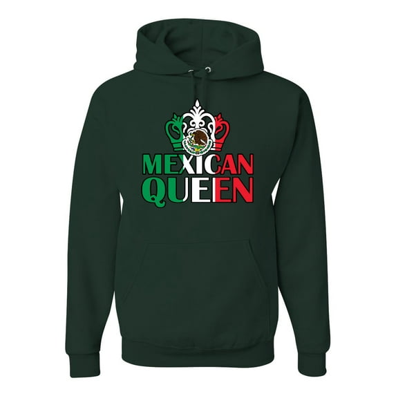 Wild Bobby Mexican Queen Latin Pride Unisex Graphic Hoodie Sweatshirt, Forest Green, Large