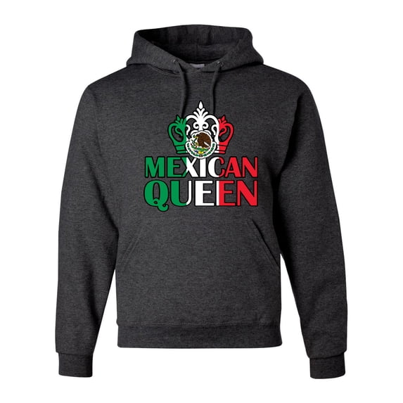 Wild Bobby Mexican Queen Latin Pride Unisex Graphic Hoodie Sweatshirt, Heather Black, Large