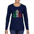 thumbnail image 1 of Wild Bobby Mexican Queen Latin Pride Women Graphic Long Sleeve Tee, Navy, XX-Large, 1 of 5