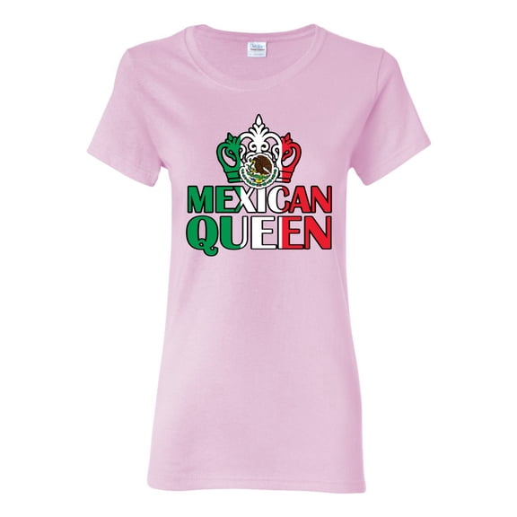 Wild Bobby Mexican Queen Latin Pride Women Graphic Tee, Light Pink, Medium