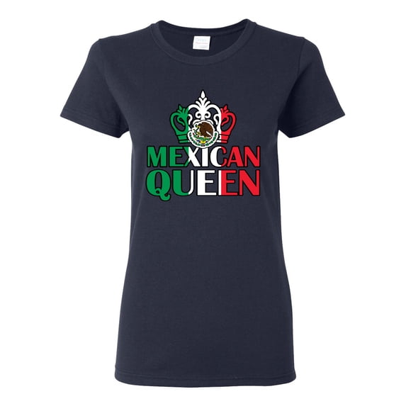 Wild Bobby Mexican Queen Latin Pride Women Graphic Tee, Navy, 3X-Large